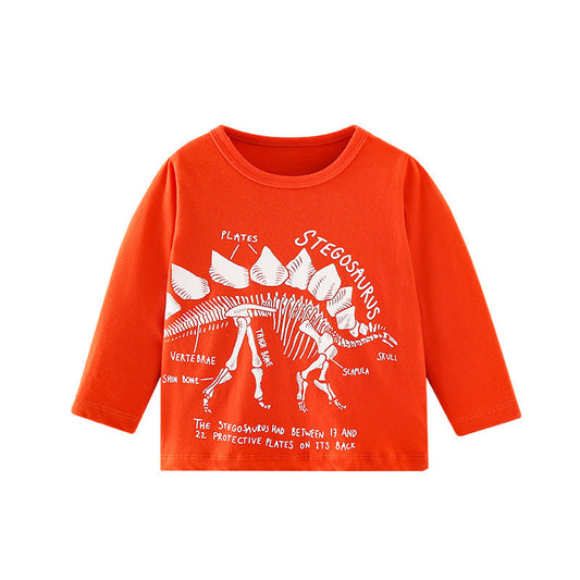 Baby Boy Cartoon Dinosaur Pattern Long Sleeve Cool Shirt-0